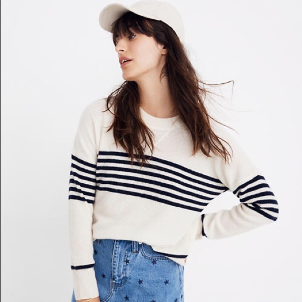Madewell Cashmere Sweatshirt in Nautical Stripe